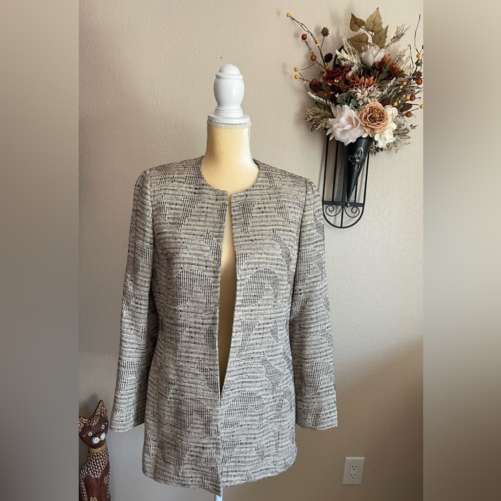 Linda Allrad Ellen Tracy Vintage Open Front Textured Weave Jacket